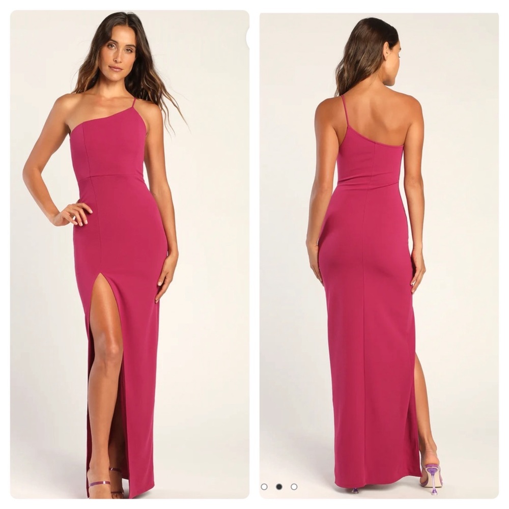 New Lulus Keeper Of My Heart Dark Magenta One Shoulder Dress‎